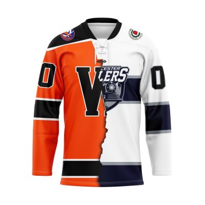 ECHL Worcester Railers Personalized Mix Design Lace Hockey Jersey