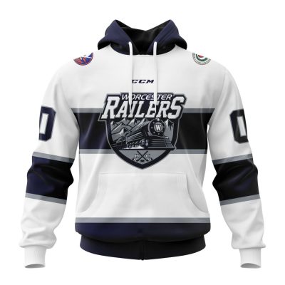 ECHL Worcester Railers Personalized White Design Unisex Hoodie