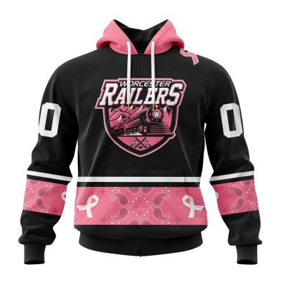 ECHL Worcester Railers Special Pink Paisley Fights Breast Cancer Design Unisex Hoodie