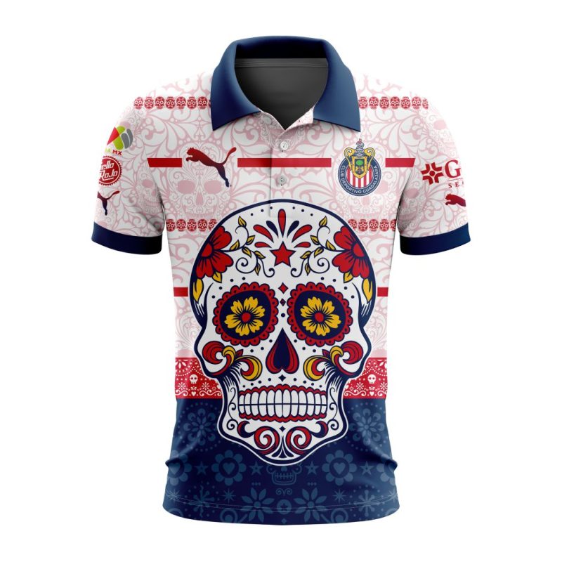 Liga MX Chivas Guadalajara 2023 2024 Away Dia De Muertos Design Polo Shirt