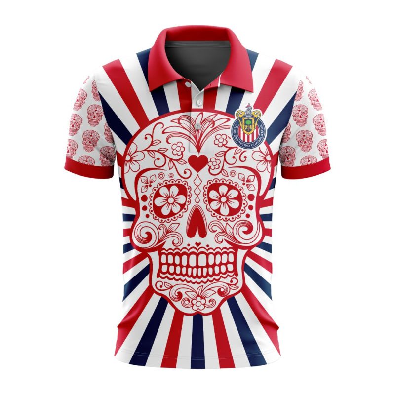 Liga MX Chivas Guadalajara Special Dia De Muertos Design Polo Shirt