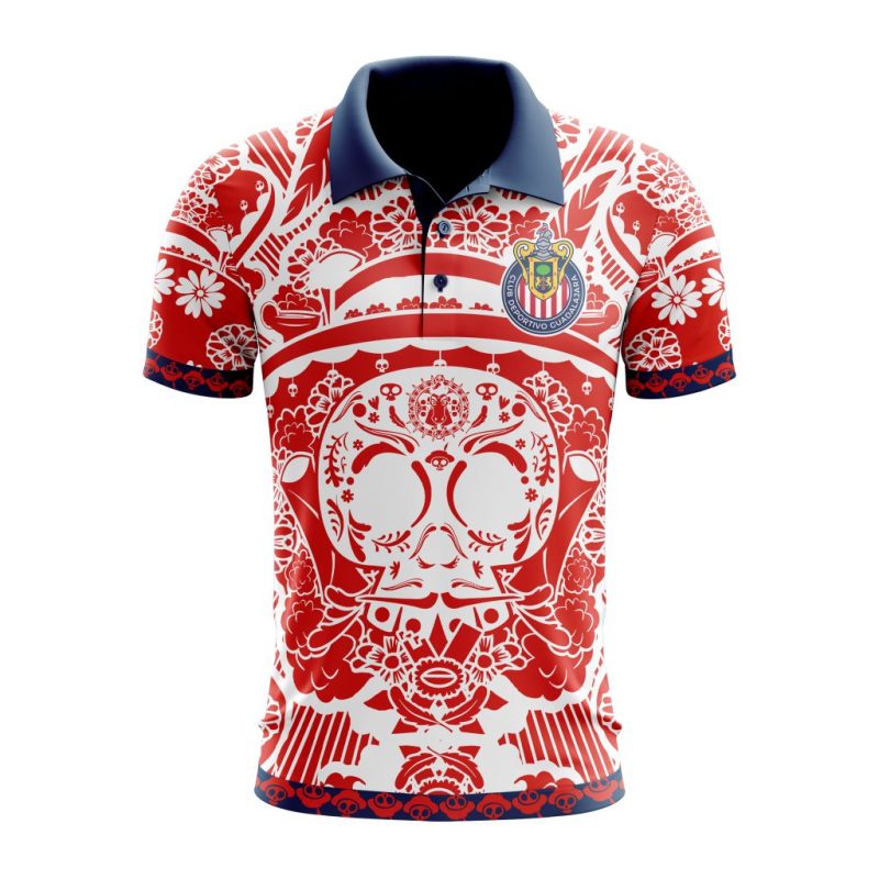 Liga MX Chivas Guadalajara Special Dia De Muertos Design Polo Shirt