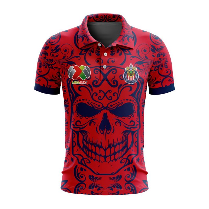 Liga MX Chivas Guadalajara Special Dia De Muertos Design Polo Shirt