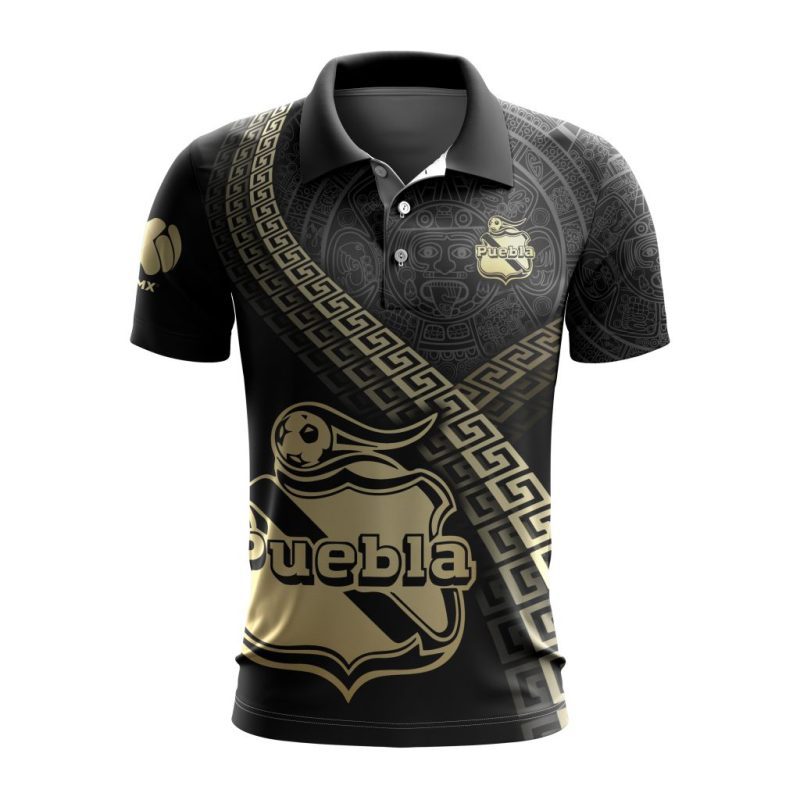 Liga MX Club Puebla Special Black And Gold Design Polo Shirt