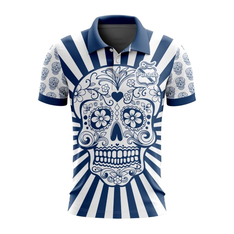 Liga MX Club Puebla Special Dia De Muertos Design Polo Shirt
