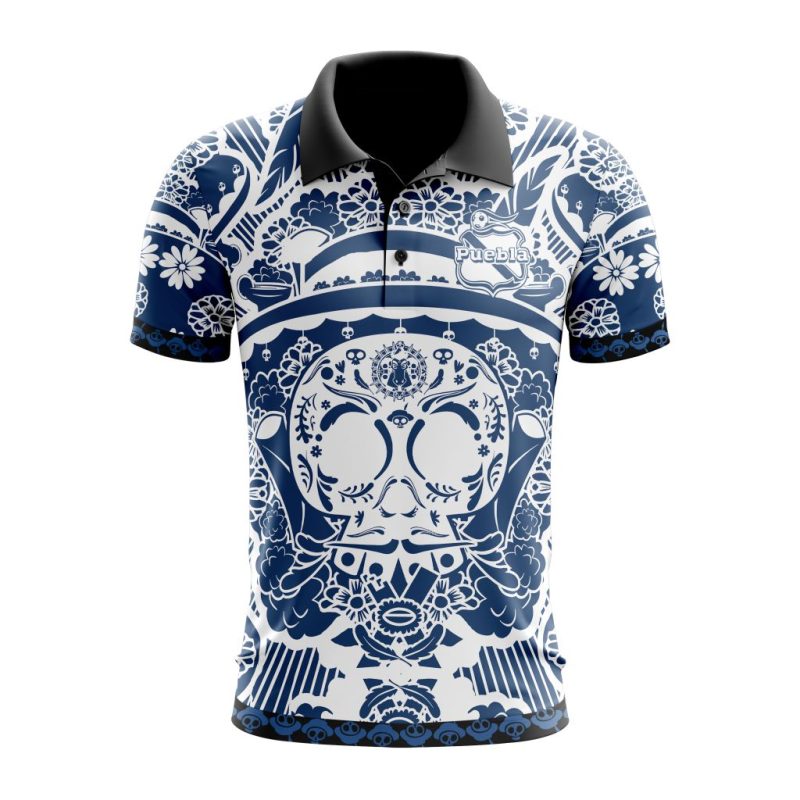 Liga MX Club Puebla Special Dia De Muertos Design Polo Shirt