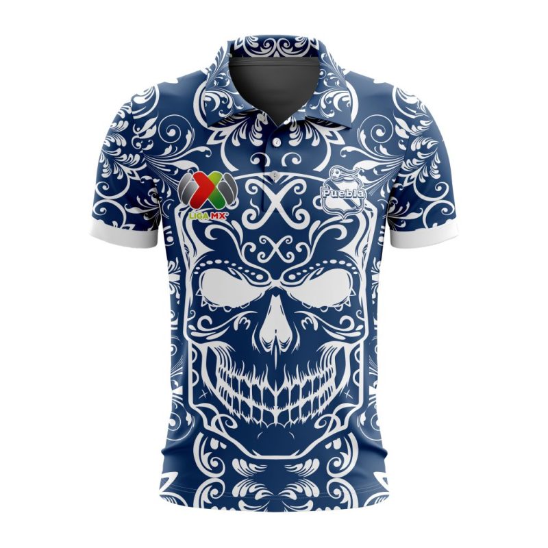 Liga MX Club Puebla Special Dia De Muertos Design Polo Shirt