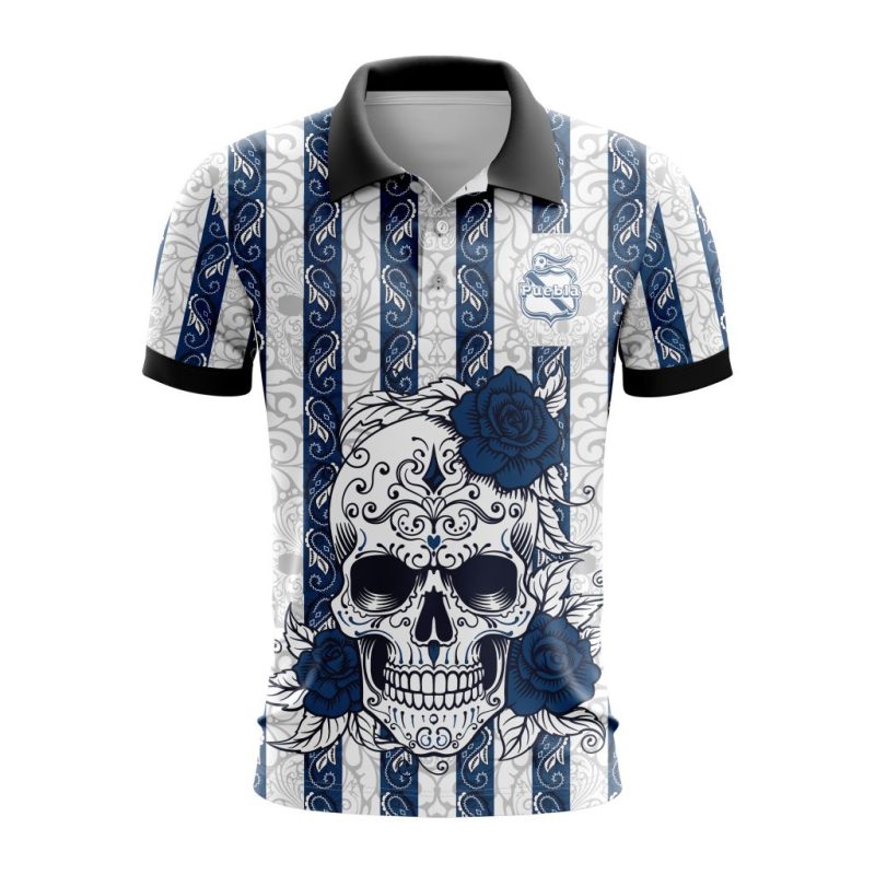 Liga MX Club Puebla Special Dia De Muertos Design Polo Shirt