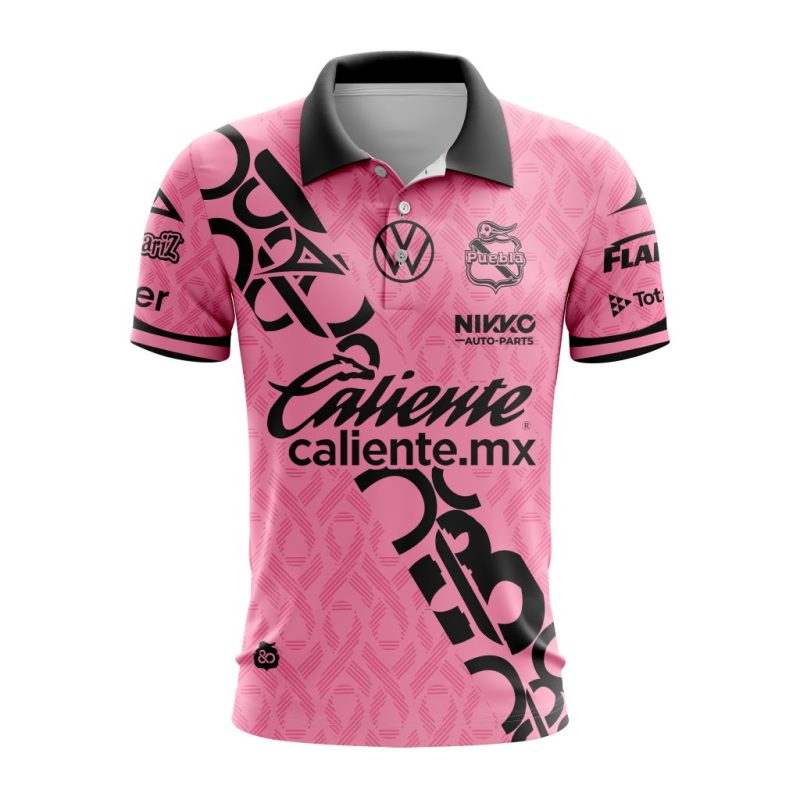 Liga MX Club Puebla Special Home In Pink Kits Design Polo Shirt