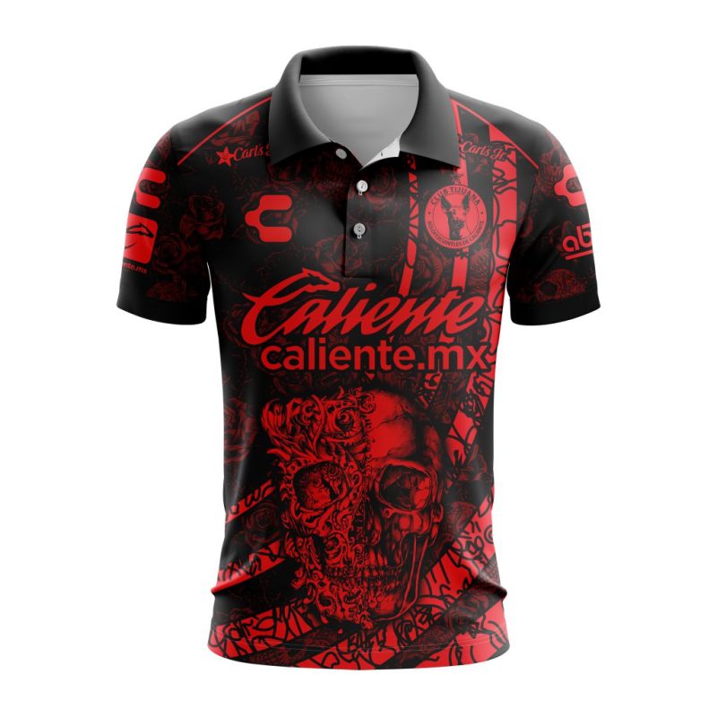 Liga MX Club Tijuana Special 2024 Home Dia De Muertos Design Polo Shirt