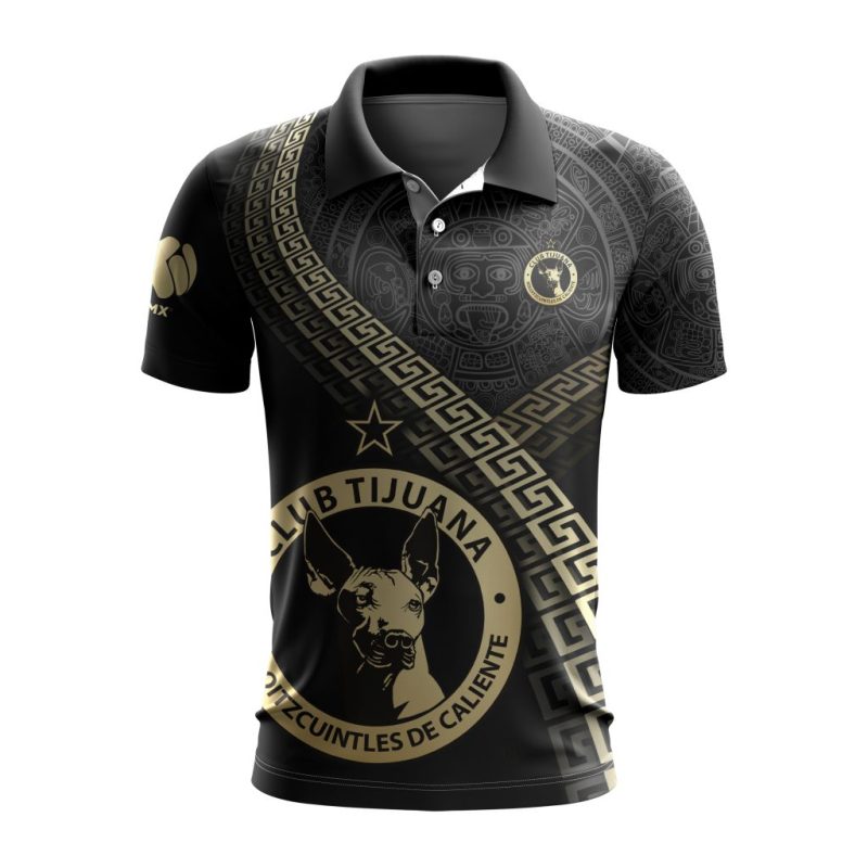Liga MX Club Tijuana Special Black And Gold Design Polo Shirt
