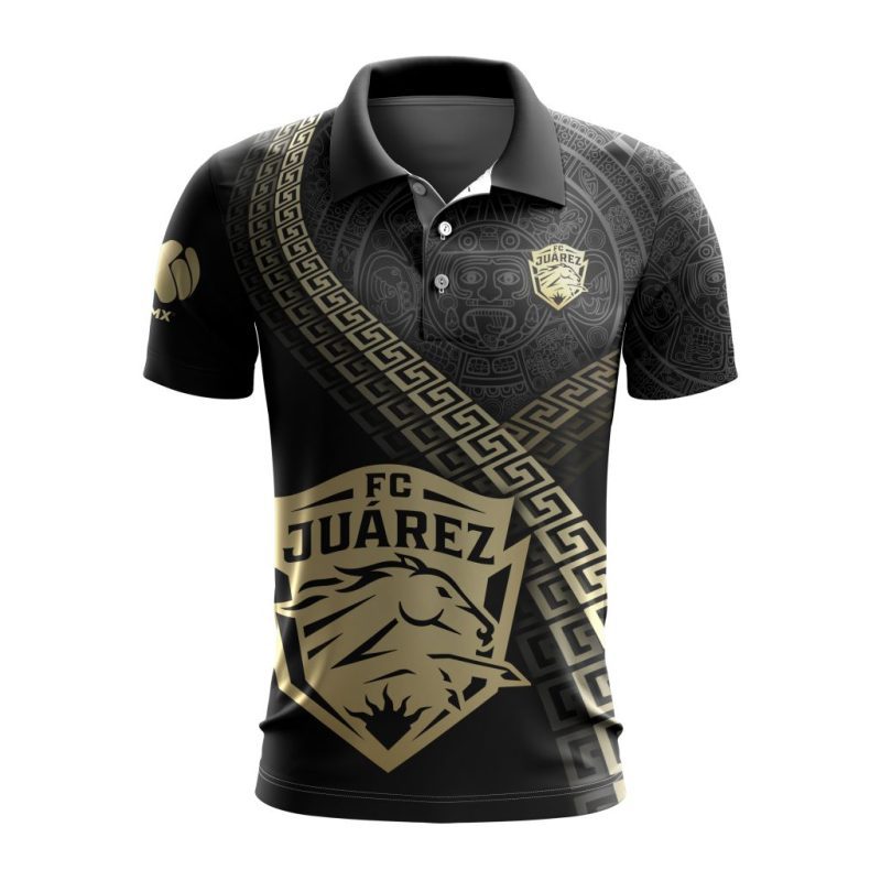 Liga MX FC Juarez Special Black And Gold Design Polo Shirt