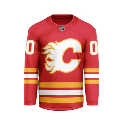 NHL Calgary Flames Personalized 2024 Home Long Sleeves Hockey Jersey Collar Logo