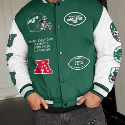 New York Jets National Football League Varsity Jacket Baseball Button Jacket BJA1521