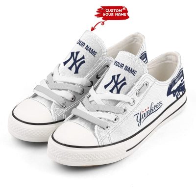 New York Yankees Personalized Canvas Low Top Shoes Sneakers For Football Fans LSA1009