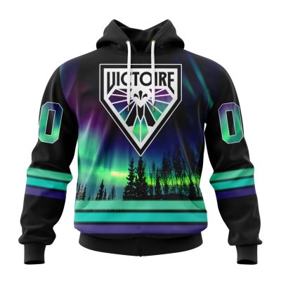 PWHL Montreal Victoire Design With Northern Lights Unisex Hoodie