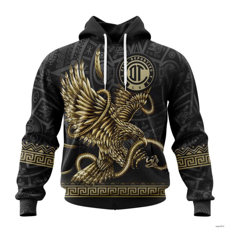 Personalize Liga MX Deportivo Toluca Hoodie Black/gold Design With Mexican Eagle