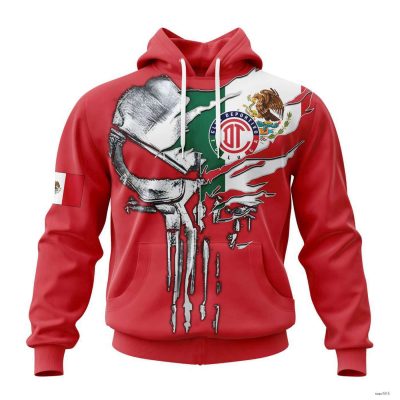 Personalize Liga MX Deportivo Toluca Hoodie Skull Mix Mexico Flag
