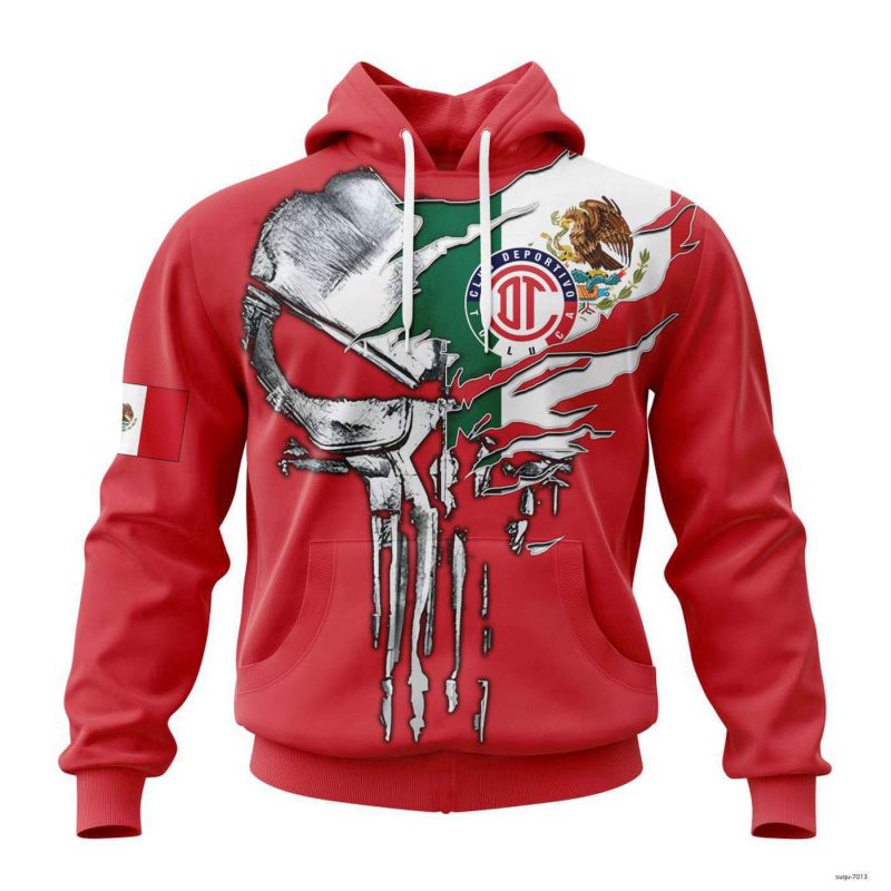 Personalize Liga MX Deportivo Toluca Hoodie Skull Mix Mexico Flag