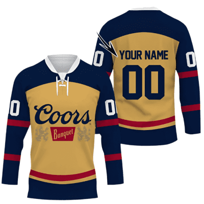 Personalized Coors Banquet Beige Lace Hockey Jersey