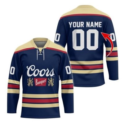 Personalized Coors Banquet Color Stripe Lace Hockey Jersey