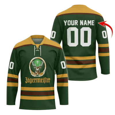 Personalized Jagermeister Color Stripe Lace Hockey Jersey