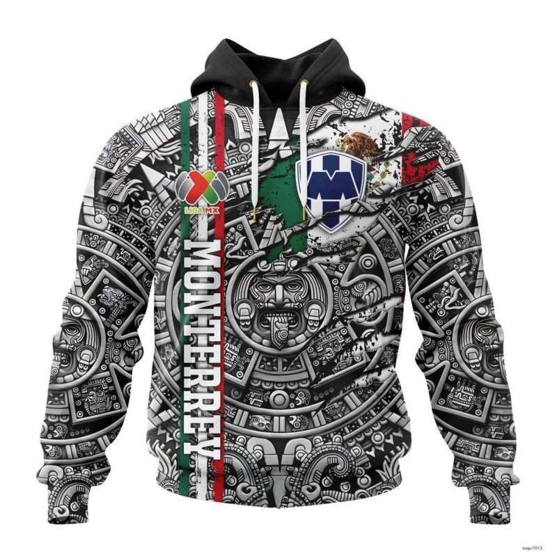 Personalized Liga MX C.F. Monterrey Hoodie Aztec Mexican Soccer Gift