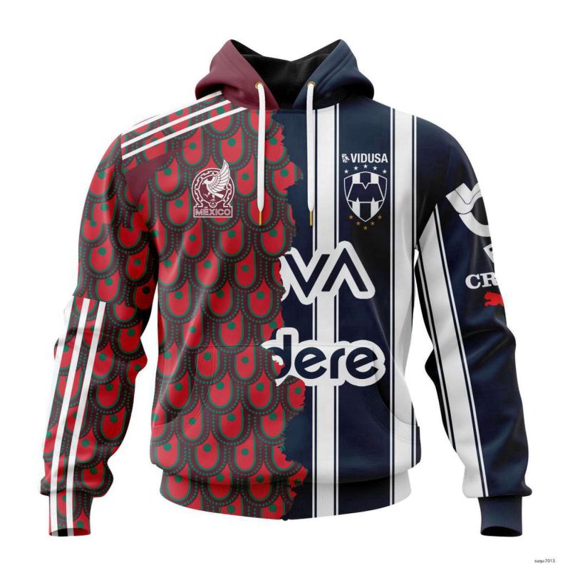 Personalized Liga MX C.F. Monterrey Hoodie Mix Mexico Design Soccer Team Gear
