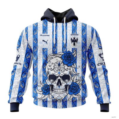 Personalized Liga MX C.F. Monterrey Hoodie Pullover Home Dia De Muertos Design