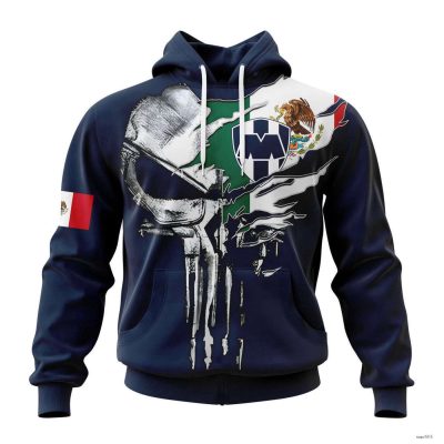 Personalized Liga MX C.F. Monterrey Hoodie Special Skull Design Soccer