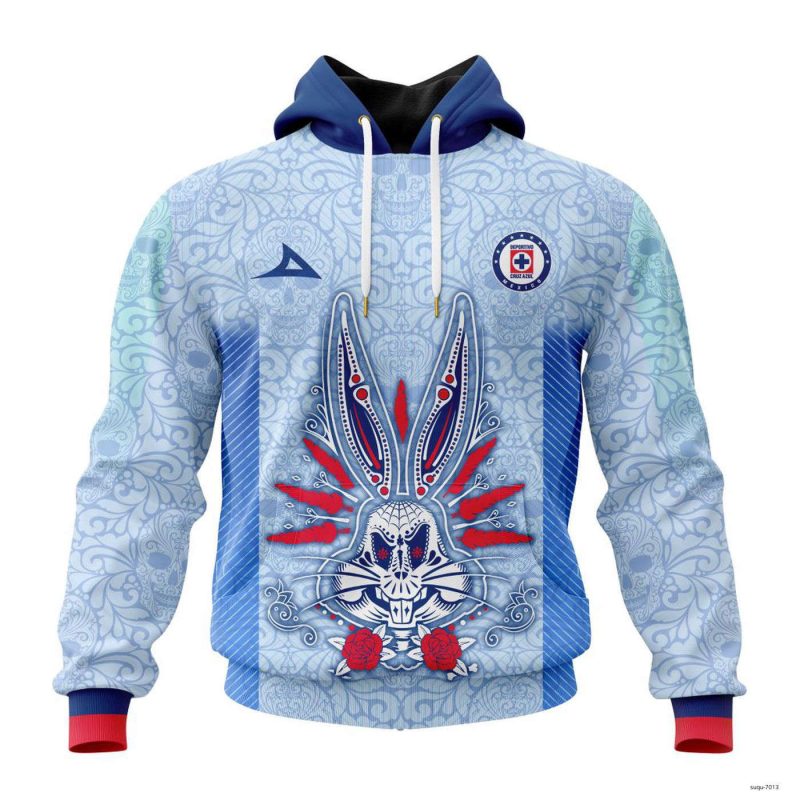 Personalized Liga MX Cruz Azul Hoodie Away Dia De Muertos Mexico Soccer