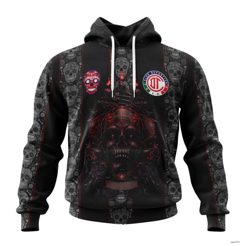 Personalized Liga MX Deportivo Toluca Hoodie Design For Día De Muertos Gift