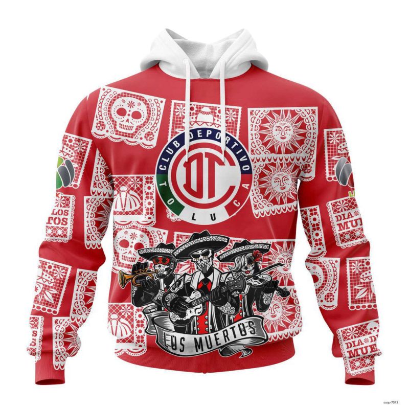 Personalized Liga MX Deportivo Toluca Hoodie Dia De Muertos Design Pullover Gift