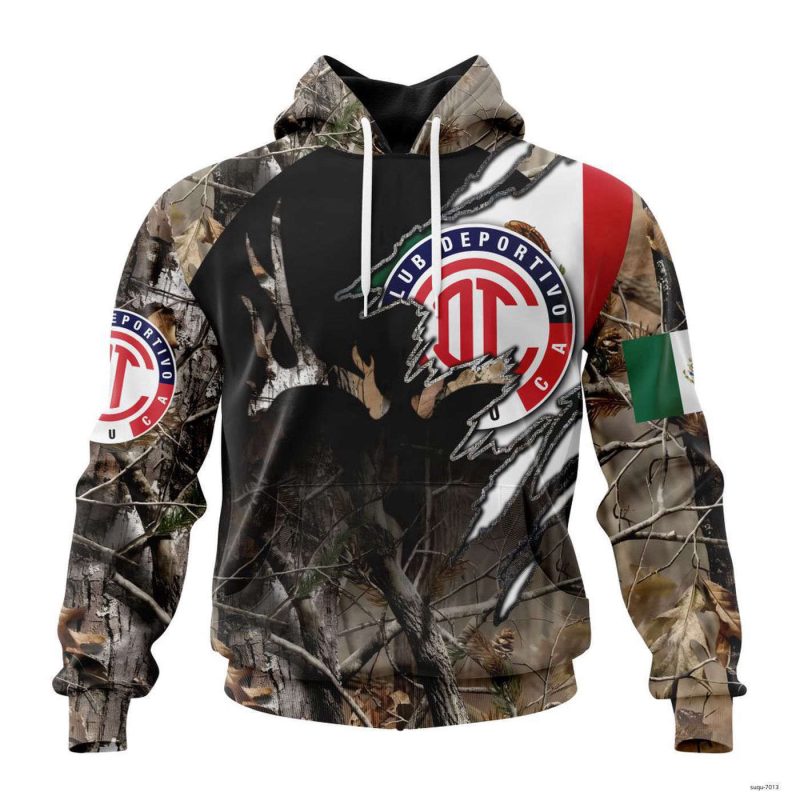 Personalized Liga MX Deportivo Toluca Hoodie Forest Camo Hunting