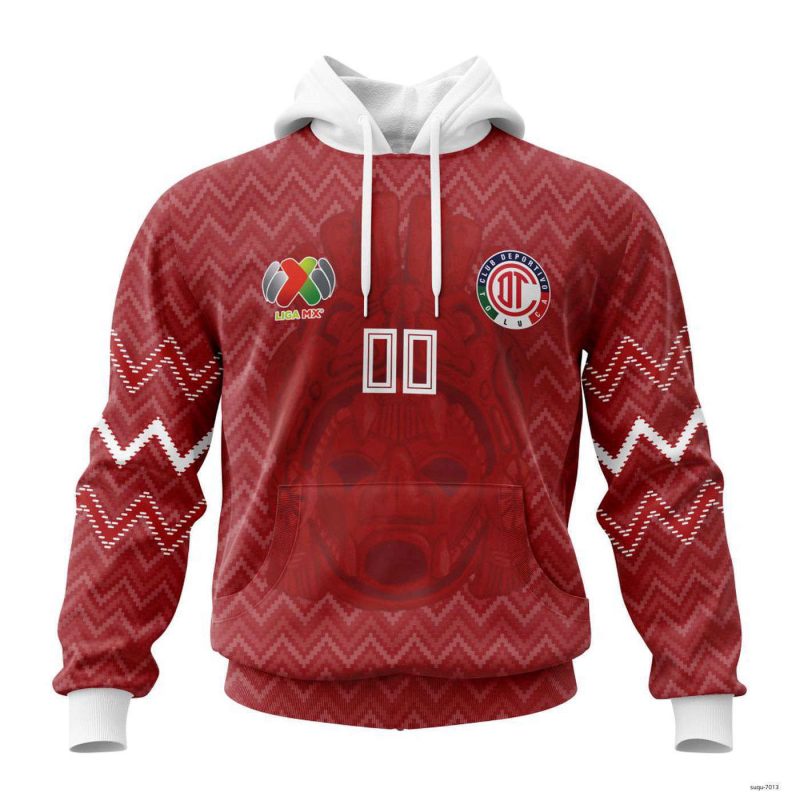 Personalized Liga MX Deportivo Toluca Hoodie Mexico Maya Soccer League Pullover