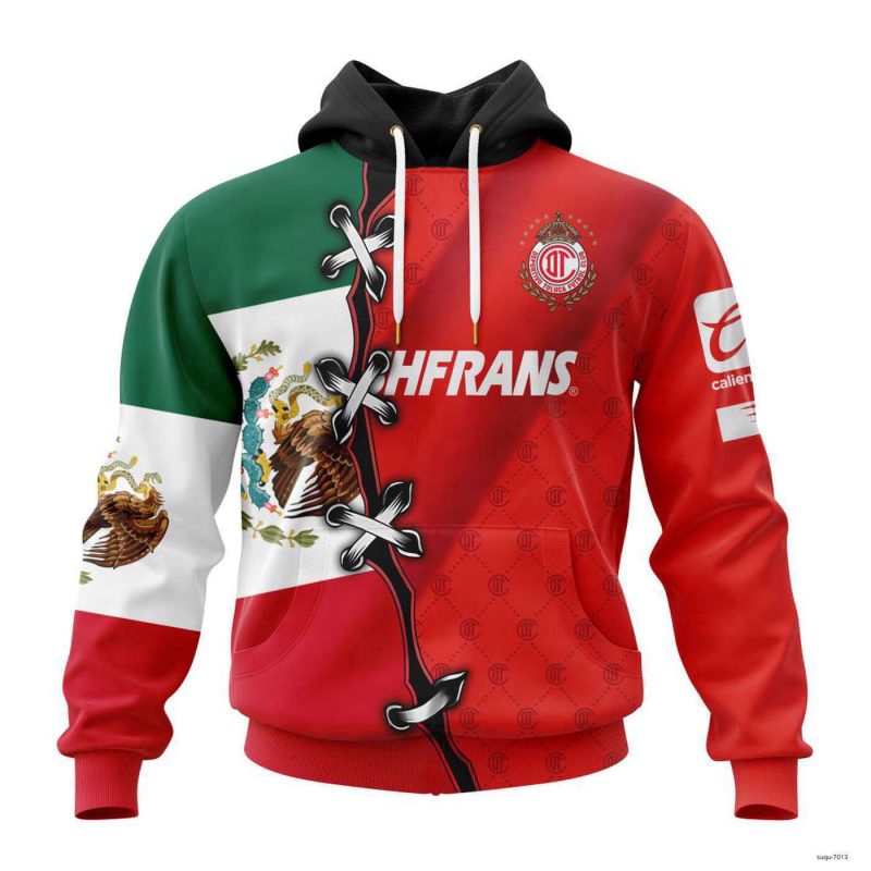 Personalized Liga MX Deportivo Toluca Hoodie Mix Mexico Flag