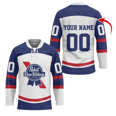 Personalized Pabst Blue Ribbon Lace Hockey Jersey