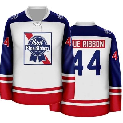 Personalized Pabst Blue Ribbon Vintage Heritage Lace Hockey Jersey