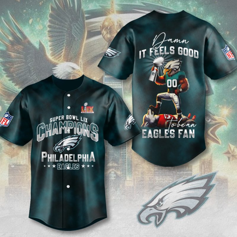 Philadelphia Eagles Champion Super Bowl LIX 2025 Baseball Jersey BJG1044