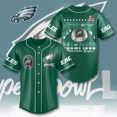 Philadelphia Eagles Champion Super Bowl LIX 2025 Baseball Jersey BJG1076