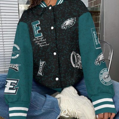 Philadelphia Eagles National Football League Varsity Jacket Baseball Button Jacket BJA1536