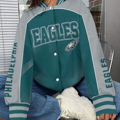 Philadelphia Eagles National Football League Varsity Jacket Baseball Button Jacket BJA1538