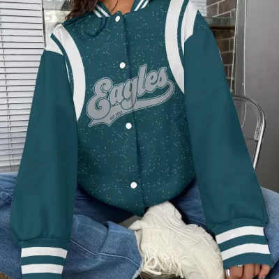 Philadelphia Eagles National Football League Varsity Jacket Baseball Button Jacket BJA1539