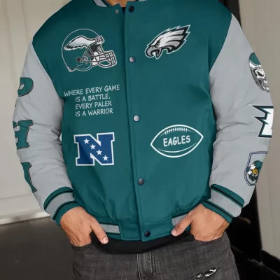 Philadelphia Eagles National Football League Varsity Jacket Baseball Button Jacket BJA1541