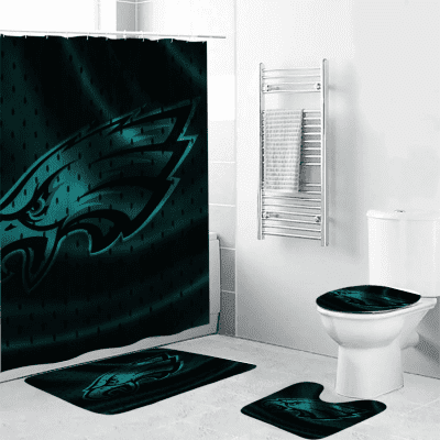 Philadelphia Eagles Texture2 Waterproof Shower Curtain Non-Slip Toilet Lid Cover Bath Mat Bathroom Set BRS2597