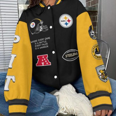 Pittsburgh Steelers National Football League Varsity Jacket Baseball Button Jacket BJA1562