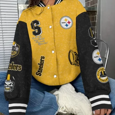 Pittsburgh Steelers National Football League Varsity Jacket Baseball Button Jacket BJA1564