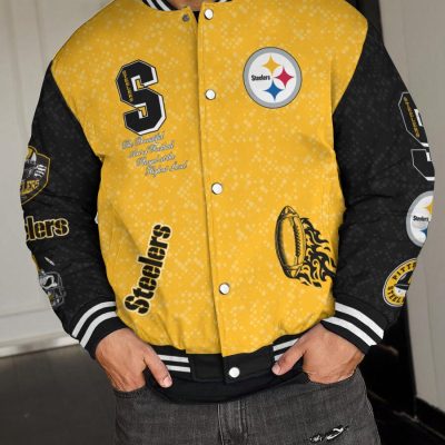 Pittsburgh Steelers National Football League Varsity Jacket Baseball Button Jacket BJA1566