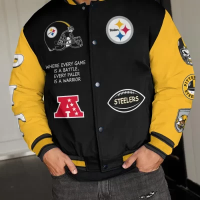 Pittsburgh Steelers National Football League Varsity Jacket Baseball Button Jacket BJA1568