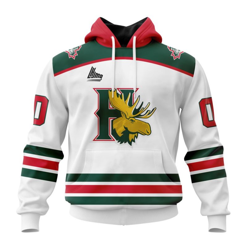 QMJHL Halifax Mooseheads Personalized White Kits Unisex Hoodie